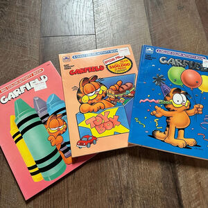 Golden Garfield Coloring Books lot (3) 1970-1980s collection